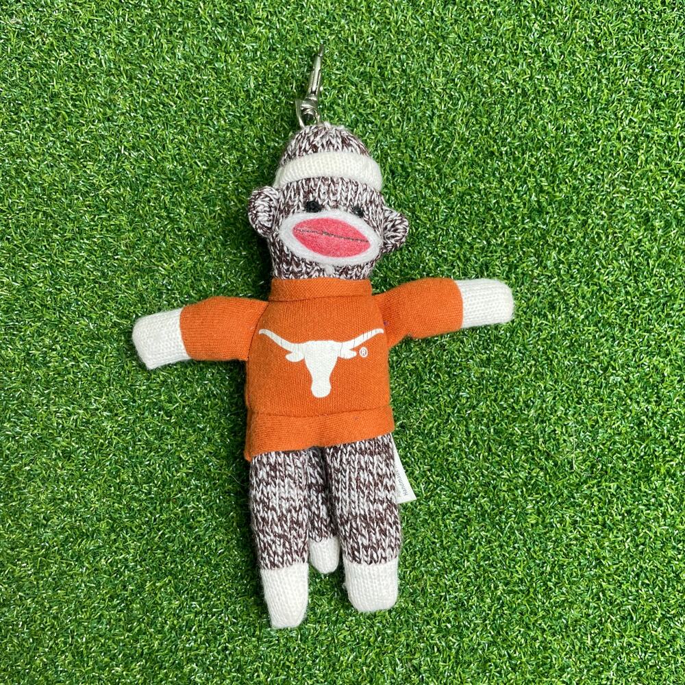 Texas Longhorns Plushland NCAA Football Sock Monkey Clip On Keychain